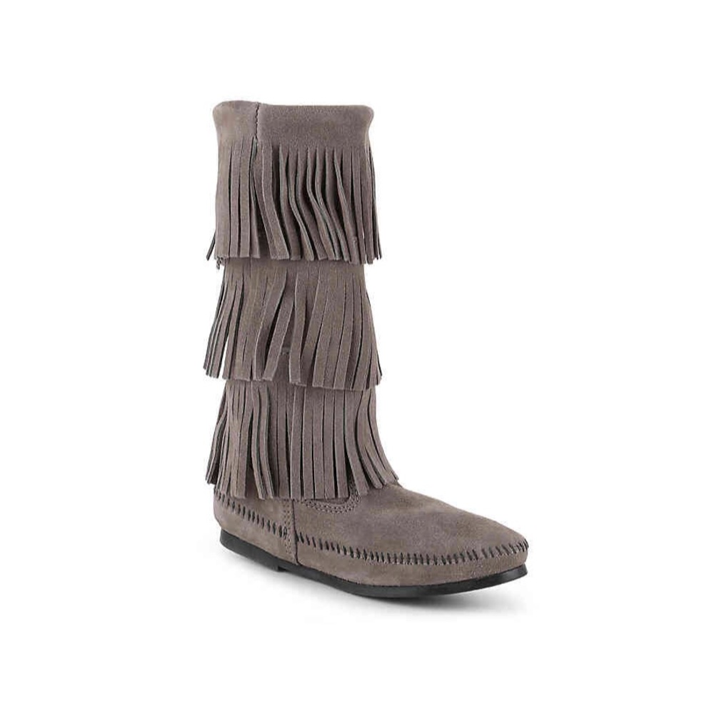 Minnetonka 3 Layer Fringe Suede Boot - image 1